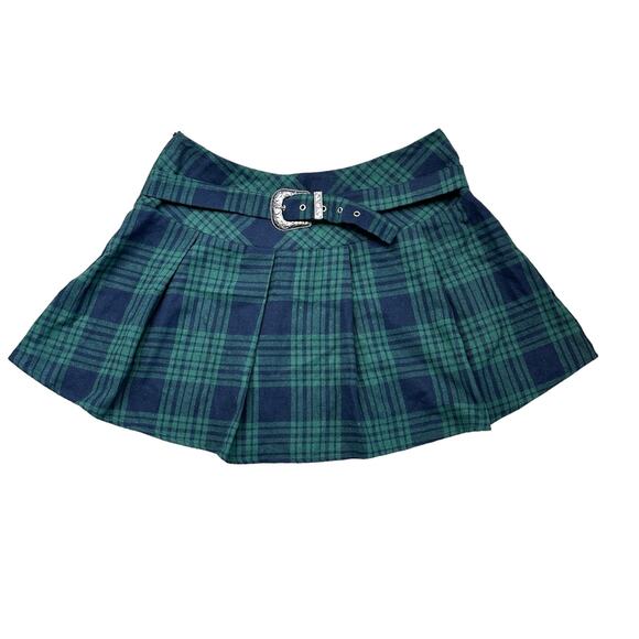 Cider NWT Tartan Pleated Mini Skirt With Faux Belt XL - Picture 1 of 6